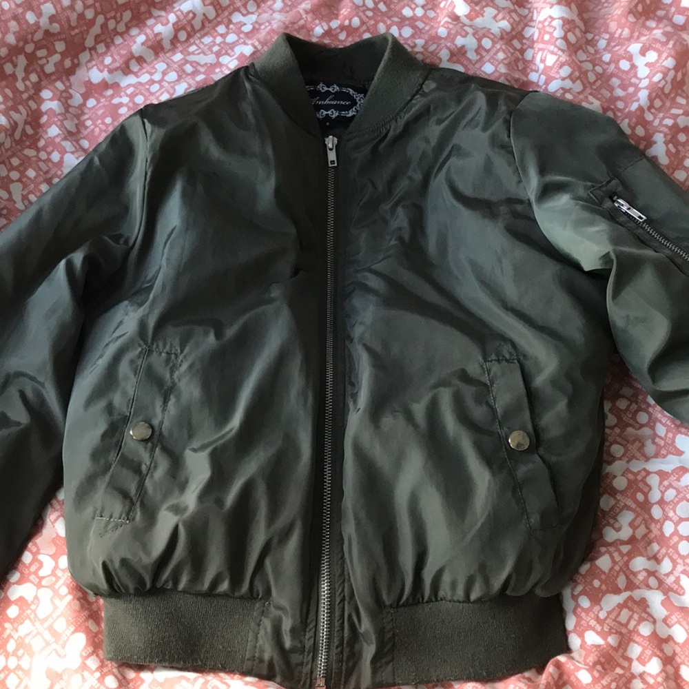 Olive green bomber jacket